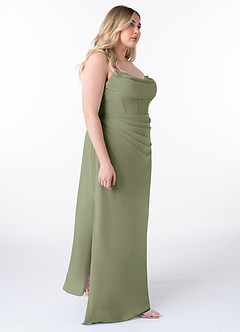 Azazie Mai Bridesmaid Dresses Pistachio Sheath Pleated Chiffon Dress image10