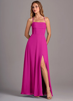 Azazie Carolyn Bridesmaid Dresses Fuchsia A-Line Pleated Chiffon Dress image5