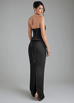 Azazie River Bridesmaid Dresses Black Sheath Corset Stretch Satin Convertible Dress image2