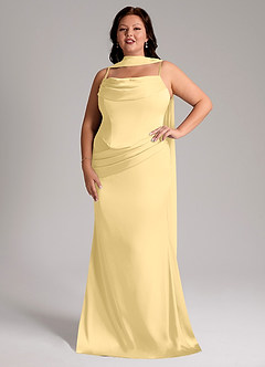 Azazie Sorrel Bridesmaid Dresses Butter Mermaid Strapless Stretch Satin Convertible Dress image7