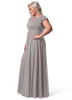 Azazie Daphne Modest Bridesmaid Dresses A-Line Ruffled Chiffon Floor-Length Dress image54