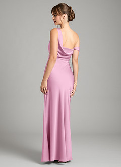 Azazie Madelyn Bridesmaid Dresses Candy Pink Mermaid One Shoulder Stretch Satin Convertible Dress image2