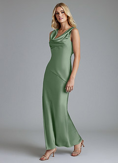 Azazie Adelyn Final Sale Matcha Mermaid Pleated Stretch Satin Dress image6