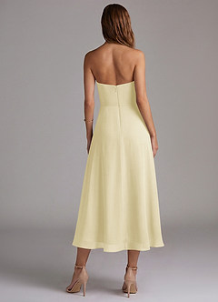 Azazie Wren Brautjungfernkleider A-Linie Schulterfrei Chiffon Kleid Zitronensorbet image2