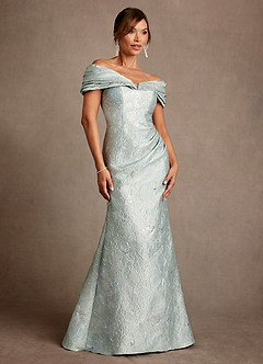 Azazie Adrian vestidos de madre de la novia Vestido de Jacquard De Agave de Jacquard Floral de Corte Recto con Vestidos sin tirantes image2