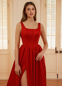 Blakellya Red A-line Boned Corset Prom Dress image5