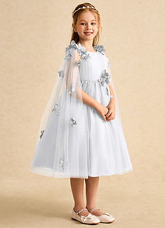 Azazie Staria Flower Girl Dresses White Ball-Gown Ruched Tulle Dress image8