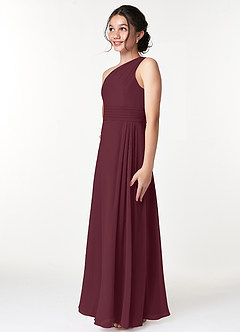 Azazie Cleo Junior A-Linie Plissee Chiffon Kleid Cabernetrot image5