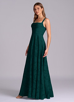 Azazie Shaude Bridesmaid Dresses Pine A-Line Pleated Floral Burnout Dress image4