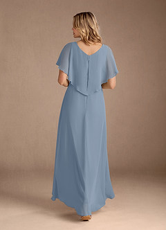 Azazie Eliza Mother of the Bride Dresses Dusty Blue A-Line V-Neck Pleated Chiffon Dress image5