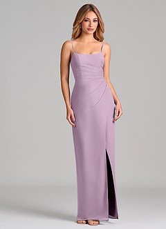 Azazie Calandra Bridesmaid Dresses Wisteria Sheath Pleated Chiffon Dress image5