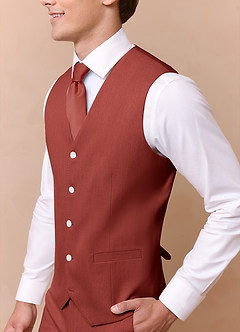 front James Terracotta Structured Stretch Suit Vest