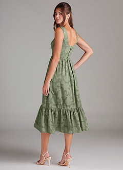 Azazie Alissa Jurken voor bruidsmeisjes Jurk van Bloemen Burn-out met A-lijn met zakken Pistache image7