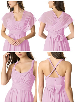 Azazie Olani Vestidos de damas de honor Vestido de Rosa Caramelo de Gasa de Corte en A Convertible con Vestidos sin tirantes image6
