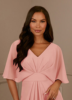 Azazie Oksana Mother of the Bride Dresses Rosette A-Line V-Neck Pleated Chiffon Dress image4