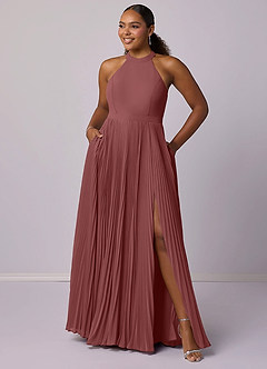 Barbie ♥ Azazie Vestidos de damas de honor Vestido de Amatista de Gasa de Corte en A con Plisado image11