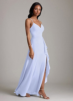 Azazie Naeem Bridesmaid Dresses Lavender A-Line V-Neck Ruffle Chiffon Dress image4