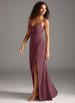 Azazie Deandra Bridesmaid Dresses Sangria Mermaid Pleated Chiffon Dress image3
