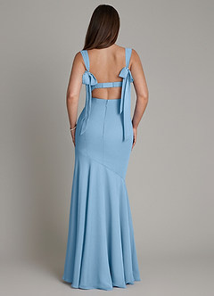 Azazie Carlotta Jurken voor bruidsmeisjes Jurk van Chiffon met Zeemeermin Sweetheart-halslijn Staal Blauw image3