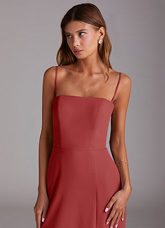 Azazie Wren Bridesmaid Dresses Rust A-Line Strapless Chiffon Dress image6