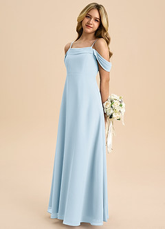 Azazie Anselie Junior Sky Blue A-Line Off the Shoulder Chiffon Dress image5