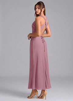 Azazie Evadne Bridesmaid Dresses Vintage Mauve Sheath Pleated Chiffon Dress image2