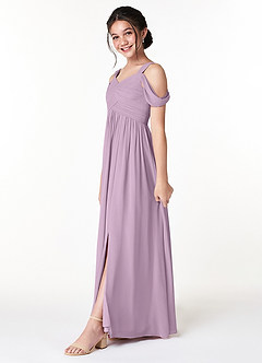 Azazie Lianne Junior Wisteria A-Line Off the Shoulder Chiffon Dress image3