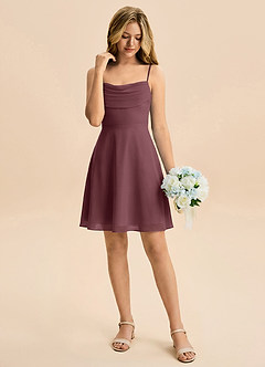 Azazie Bear Junior Sangria A-Line Pleated Chiffon Dress image3