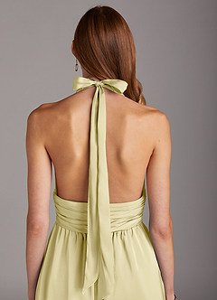 Azazie Oli Vestidos de damas de honor Sorbete De Limón de Satén Elástico de Mono con Plisado image5