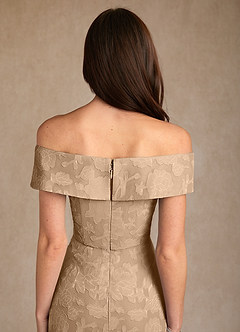 Azazie Medford Mother of the Bride Dresses Champagne A-Line Off the Shoulder Floral Burnout Dress image8