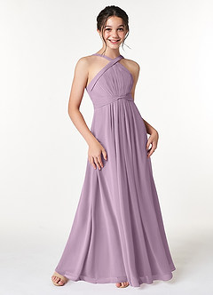 Azazie Anthea Junior Wisteria Pleated Chiffon Dress image3
