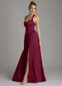 Azazie Francis Bridesmaid Dresses Mulberry A-Line Corset Stretch Satin Dress image6