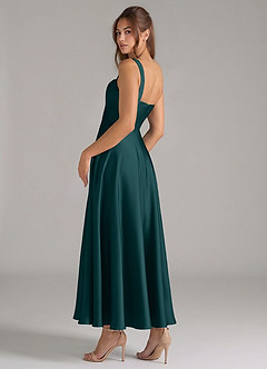 Azazie Shaude Bridesmaid Dresses Pine A-Line Pleated Stretch Satin Dress image7