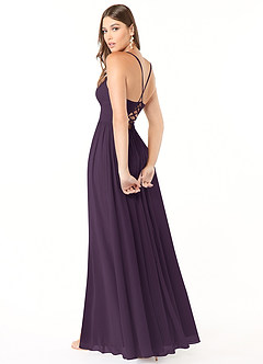Azazie Aaida Bridesmaid Dresses Plum A-Line Corset Chiffon Dress image5