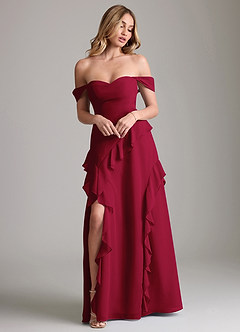 Azazie Sloane Bridesmaid Dresses Burgundy A-Line Sweetheart Neckline Chiffon Dress image4