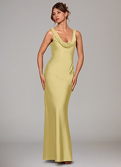 Azazie Rylina Bridesmaid Dresses Lemon Sorbet Mermaid Stretch Satin Dress image3