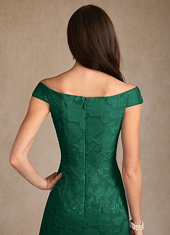 Azazie Moore Mother of the Bride Dresses Emerald A-Line Boatneck Floral Burnout Dress image6