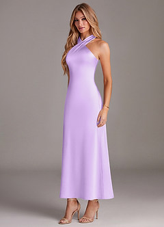 Azazie Doretta Bridesmaid Dresses Lilac Mermaid Pleated Stretch Satin Dress image4