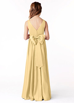 Azazie Hathaway Junior Butter A-Line Bow Stretch Satin Dress image1