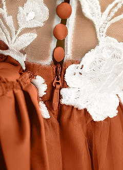 Azazie Sundae Flower Girl Dresses Burnt Orange Ball-Gown Lace Dress image8