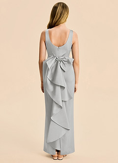 Azazie Emi Junior Silver Sheath Bow Stretch Satin Dress image5