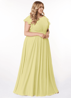 Azazie Daphne Modest Bridesmaid Dresses A-Line Ruffled Chiffon Floor-Length Dress image9