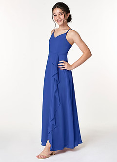Azazie Naeem Junior A-Linie Gestreift Chiffon Kleid Königsblau image3