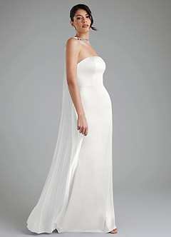 Azazie Tyler Bridesmaid Dresses White Sheath Strapless Stretch Satin Convertible Dress image8