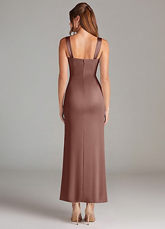 Azazie Denice Brautjungfernkleider Etui Plissee Stretch-Satin Kleid Espresso image2
