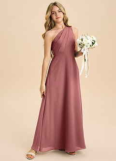 Azazie Phaedra Junior Jurk van Chiffon met A-Lijn Geplooid Amethist image6