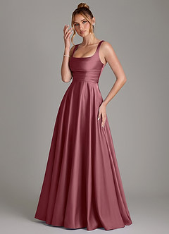 Azazie Azaria Brautjungfernkleider Eine Linie Korsett Stretch-Satin Kleid Wüstenrose image3
