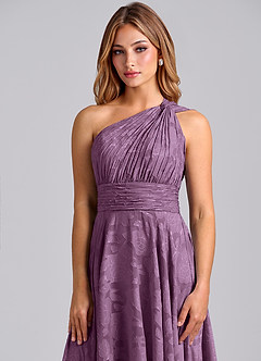 Azazie Charlize Final Sale Wisteria A-Line One Shoulder Floral Burnout Dress image6