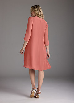 Azazie Shirley Mother of the Bride Dresses Salmon Pink A-Line Scoop Pleated Chiffon Dress image3