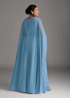 Azazie Isa vestidos de madre de la novia Vestido de Azul Acero de Gasa de Corte En A con Cuello en V plisado image8